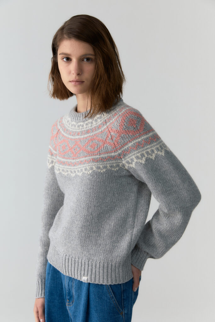 depound-fair isle knit pullover - gray
