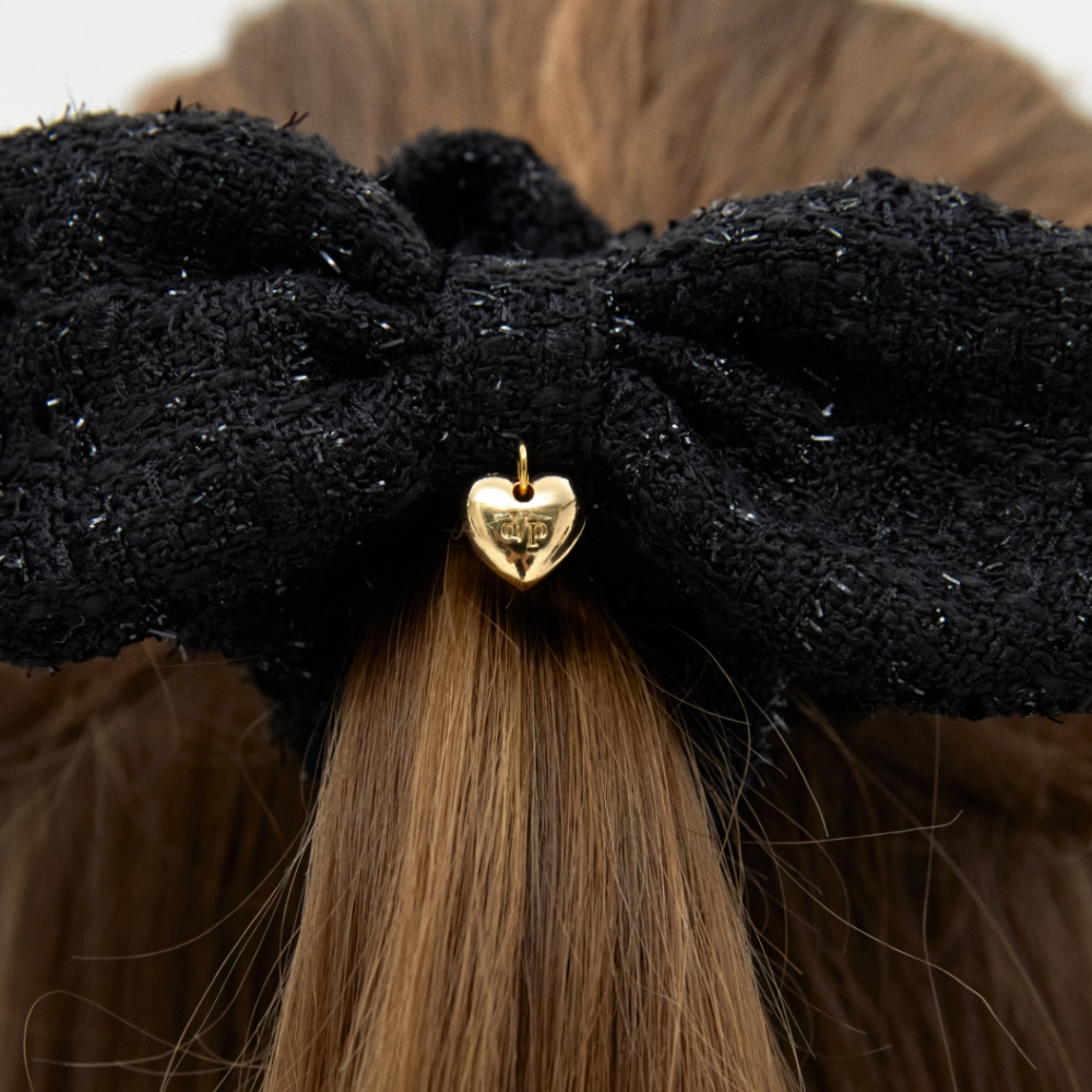 depound-ruban scrunchie - black tweed 