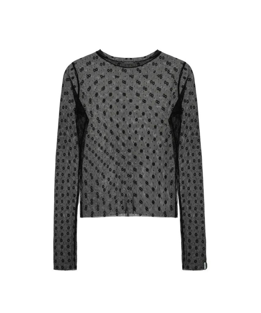 夏コーデ:nicknnicole MASH FLOWER PATTERN TOP_BLACK